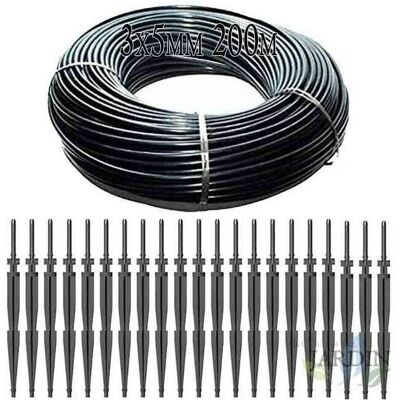 Microtubo 3x5mm 200m + 50 Estacas Kit de Riego - Riego por Goteo Microtubo 3x5mm 200m + 50 Estacas Kit de Riego - Riego por Goteo