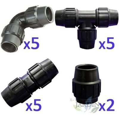 Suinga - Tubi di irrigazione 32MM Pack - 5 tee, 5 gomiti, 5 link, 2 tappi Suinga - Tubi di irrigazione 32MM Pack - 5 tee, 5 gomiti, 5 link, 2 tappi