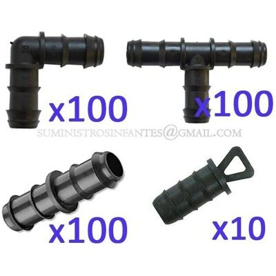 Suinga Set di Irrigazione a Goccia 16MM - 100 Tee, 100 Gomiti, 100 Raccordi Suinga Set di Irrigazione a Goccia 16MM - 100 Tee, 100 Gomiti, 100 Raccordi
