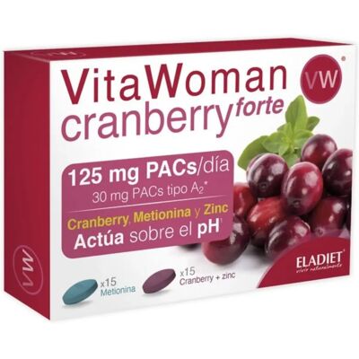Eladiet Vitawoman Cranberry Forte - Arándano, Zinc y Metionina - Salud Urinaria Eladiet Vitawoman Cranberry Forte - Arándano, Zinc y Metionina - Salud Urinaria