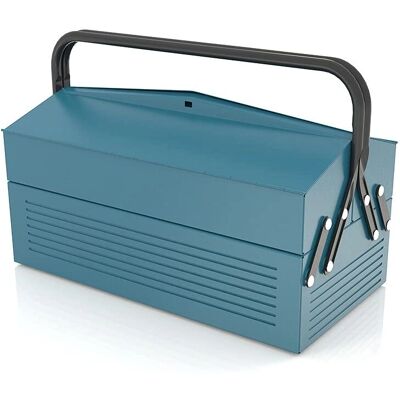 Caja de Herramientas Metálica Azul Heco 2 Compartimentos 400x210x195mm - Organización Eficiente Caja de Herramientas Metálica Azul Heco 2 Compartimentos 400x210x195mm - Organización Eficiente