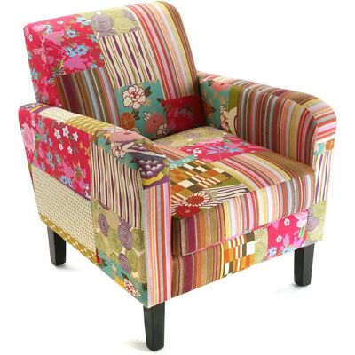 VERSA Roze Patchwork Fauteuil - Comfort & Stijl VERSA Roze Patchwork Fauteuil - Comfort & Stijl