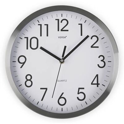 Versa 20550073 Orologio in Alluminio Argento - Orologio a Parete/Tavolo Versa 20550073 Orologio in Alluminio Argento - Orologio a Parete/Tavolo