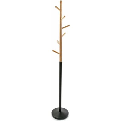 Vérsa Porte-manteaux Holstebro en Métal - 180cm, Noir & Bois - Entrée Vérsa Porte-manteaux Holstebro en Métal - 180cm, Noir & Bois - Entrée