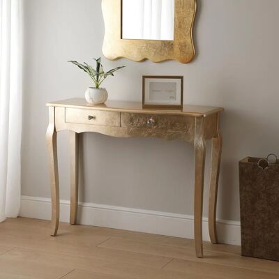 VERSA Table d'Entrée Dorée - 35x80x100cm - Bois Moderne VERSA Table d'Entrée Dorée - 35x80x100cm - Bois Moderne