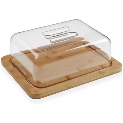 Piattino formaggio Versa con coperchio in bambù plastico - Contenitore Piattino formaggio Versa con coperchio in bambù plastico - Contenitore