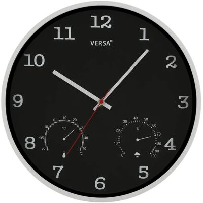 VERSA 20550178 Reloj de Pared Negro Plástico VERSA 20550178 Reloj de Pared Negro Plástico