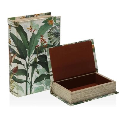 Versa Caixa de Armazenamento - Lona Tropical MDF Madeira - 7x27x18 cm Versa Caixa de Armazenamento - Lona Tropical MDF Madeira - 7x27x18 cm