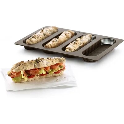 Lékué Silicone Non-Stick 4 Mini Baguettes Mould - Baking Mold Lékué Silicone Non-Stick 4 Mini Baguettes Mould - Baking Mold