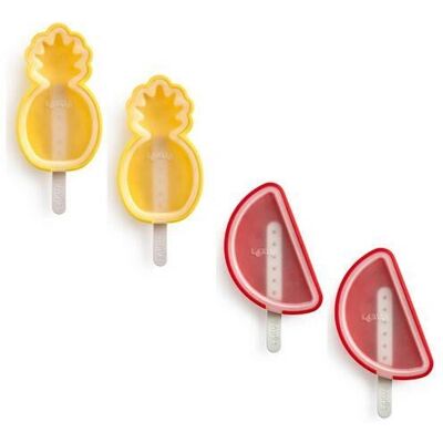 Lékué Moules à Glace Fruits Tropicaux - Set de 4 - Publicité Lékué Moules à Glace Fruits Tropicaux - Set de 4 - Publicité
