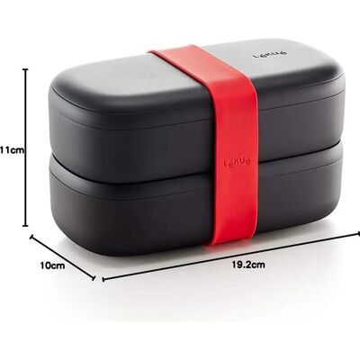 LEKUE - Lékué Porta Pranzo, Nero, 19x10x11 cm - Food Container LEKUE - Lékué Porta Pranzo, Nero, 19x10x11 cm - Food Container