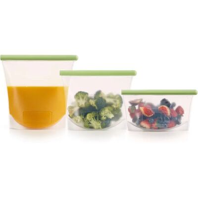 Lékué Reusable Silicone Food Bags - Set of 3 for Storage Lékué Reusable Silicone Food Bags - Set of 3 for Storage