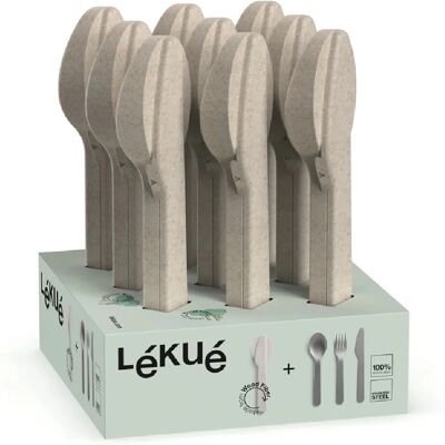 LEKUE - Cutlery Set Basics - Stainless Steel - Wood Fiber Case - Cutlery Set - Publicité LEKUE - Cutlery Set Basics - Stainless Steel - Wood Fiber Case - Cutlery Set - Publicité