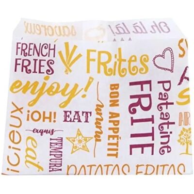 CSJ Emballages 1000 Sachets Frites Papier Imprimée - Emballage Alimentaire - Publicité CSJ Emballages 1000 Sachets Frites Papier Imprimée - Emballage Alimentaire - Publicité