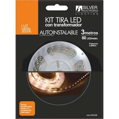 Silver Electronics Bande LED - 3m, Blanc, 3000K - Publicité Silver Electronics Bande LED - 3m, Blanc, 3000K - Publicité