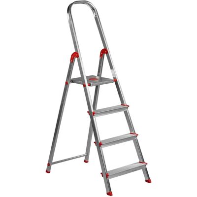 Escalera de Aluminio Rolser - 4 Peldaños, Certificación EN-131 - Hogar y Profesional Escalera de Aluminio Rolser - 4 Peldaños, Certificación EN-131 - Hogar y Profesional