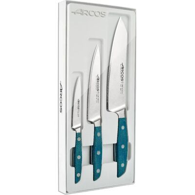 Arcos Brooklyn Arches - Conjunto de facas de cozinha - Azul - Aço inoxidável forjado NITRUM Arcos Brooklyn Arches - Conjunto de facas de cozinha - Azul - Aço inoxidável forjado NITRUM