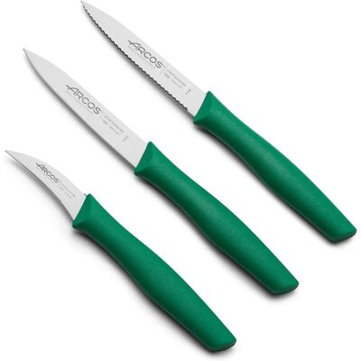 Conjunto de 3 Facas Nova Verdes - Lâminas de Aço Inoxidável - 60/100/100mm Conjunto de 3 Facas Nova Verdes - Lâminas de Aço Inoxidável - 60/100/100mm
