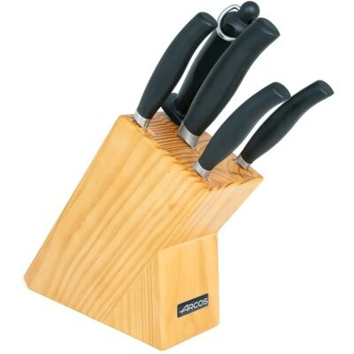 Juego de Cuchillos de Cocina Arcos - Forjados en Acero Inoxidable, 4 Piezas + Soporte y Chaira Juego de Cuchillos de Cocina Arcos - Forjados en Acero Inoxidable, 4 Piezas + Soporte y Chaira