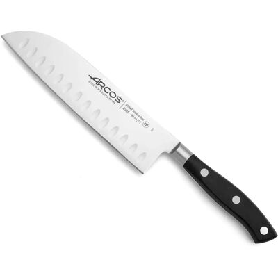 Arcos Riviera Serie - Santoku Messer - Geschmiedete Edelstahlklinge - 180 mm - Schwarzer Griff Arcos Riviera Serie - Santoku Messer - Geschmiedete Edelstahlklinge - 180 mm - Schwarzer Griff