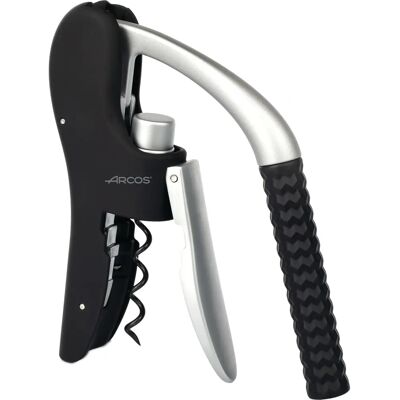 Abridor de Garrafas Arcos Preto Cinza - Liga de Zinco & ABS - Manual Abridor de Garrafas Arcos Preto Cinza - Liga de Zinco & ABS - Manual