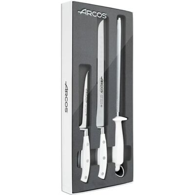 Arcos Riviera Blanc - Ensemble de jambon 3 pièces - Acier inoxydable forgé - Poignée POM - Blanc Arcos Riviera Blanc - Ensemble de jambon 3 pièces - Acier inoxydable forgé - Poignée POM - Blanc