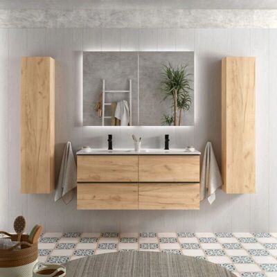 Mueble de baño Nabua Roble - 120 cm - Diseño moderno Mueble de baño Nabua Roble - 120 cm - Diseño moderno