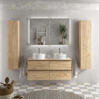 Salgar Mueble de baño Nabua 120cm - Roble, Tirador, 4 Cajones - Baño Salgar Mueble de baño Nabua 120cm - Roble, Tirador, 4 Cajones - Baño