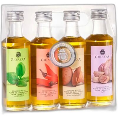 La Chinata - Ensemble d'Huiles d'Olive avec Quatre Condiments - 4 x 100 ml - Publicité La Chinata - Ensemble d'Huiles d'Olive avec Quatre Condiments - 4 x 100 ml - Publicité
