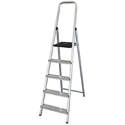 Escalera de aluminio WURKO 5 peldaños en131 - Estable y Segura Escalera de aluminio WURKO 5 peldaños en131 - Estable y Segura