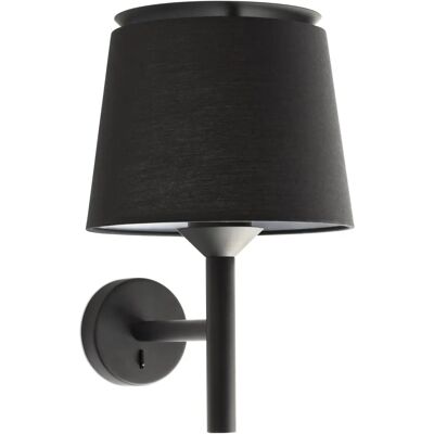 Faro Applique da Parete - Schermo in Tessuto Nero - E27 Faro Applique da Parete - Schermo in Tessuto Nero - E27