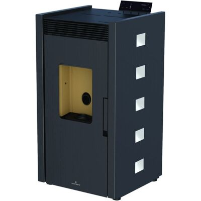 Estufa de Pellet Bronpi Zoe-Ne - Negro, Detalle Cristal, 9 kW Estufa de Pellet Bronpi Zoe-Ne - Negro, Detalle Cristal, 9 kW