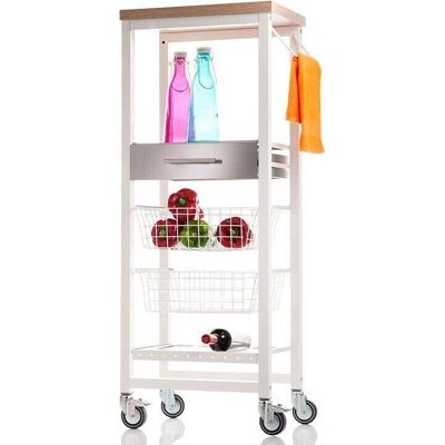 Don Hierro - ONDA ALTO - Blanc - Bois d'orme - Kitchen Cart - Publicité Don Hierro - ONDA ALTO - Blanc - Bois d'orme - Kitchen Cart - Publicité