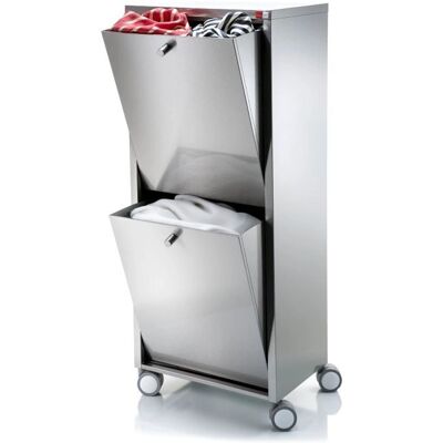 DON HIERRO - Cesto de ropa con ruedas en acero inoxidable - 96x40x27cm DON HIERRO - Cesto de ropa con ruedas en acero inoxidable - 96x40x27cm
