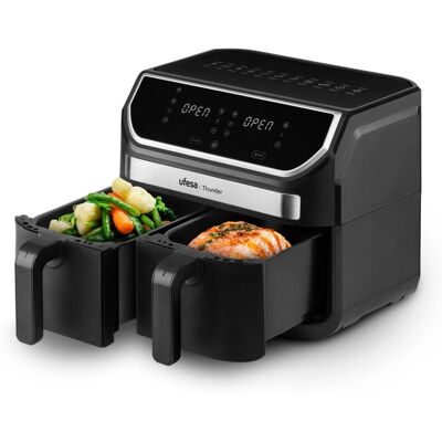 UFESA Thunder Dual Zone 9L - Zwart - Heteluchtfriteuse UFESA Thunder Dual Zone 9L - Zwart - Heteluchtfriteuse