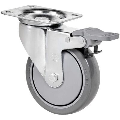 Alex Modelo Rueda Giratoria de Goma Gris 150mm con Freno Alex Modelo Rueda Giratoria de Goma Gris 150mm con Freno