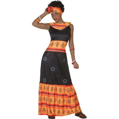 Costume Femme Africaine BigBuy - 2 pcs - Polyester - Noir/Orange - Publicité Costume Femme Africaine BigBuy - 2 pcs - Polyester - Noir/Orange - Publicité