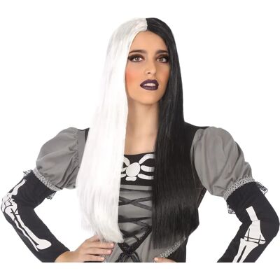 BigBuy Perruque Halloween Noir Blanc - Perruque BigBuy Perruque Halloween Noir Blanc - Perruque