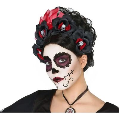 BigBuy Atosa Archetto Fiori Teschi - Bandeau Halloween BigBuy Atosa Archetto Fiori Teschi - Bandeau Halloween