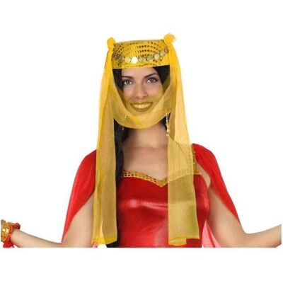 Chapeau de Carnaval BigBuy Voile Doré Arabe - Accessoire de costume - Publicité Chapeau de Carnaval BigBuy Voile Doré Arabe - Accessoire de costume - Publicité