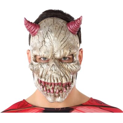 Masque de Démone Blanc BigBuy - Déguisement Halloween Adulte Masque de Démone Blanc BigBuy - Déguisement Halloween Adulte