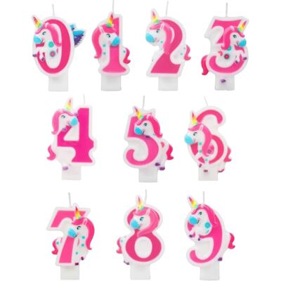 Bougie chiffre de licorne rose - Décoration anniversaire Bougie chiffre de licorne rose - Décoration anniversaire
