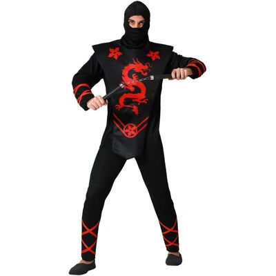 Fantasia ninja para adultos - Vermelho/Preto - M/L Fantasia ninja para adultos - Vermelho/Preto - M/L