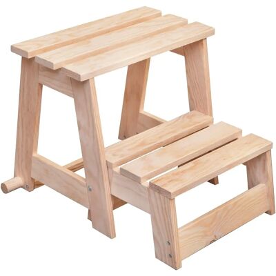 Astigarraga Kiefernholz Treppenhocker - 2 Stufen, Natürliche Oberfläche Astigarraga Kiefernholz Treppenhocker - 2 Stufen, Natürliche Oberfläche