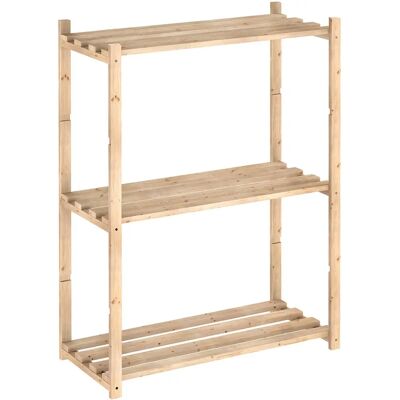 Étagère en Bois de Pin Naturel 3 Niveaux 88x30x65cm - Étagère - Publicité Étagère en Bois de Pin Naturel 3 Niveaux 88x30x65cm - Étagère - Publicité