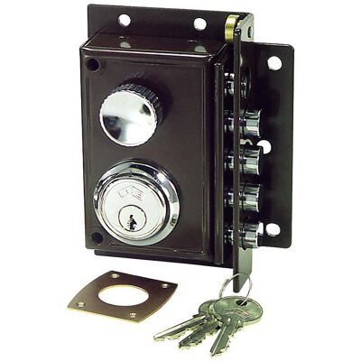Cerradura JIS 240 11x7 - Cilindro fijo, apertura derecha, pomo giratorio - Marrón Cerradura JIS 240 11x7 - Cilindro fijo, apertura derecha, pomo giratorio - Marrón