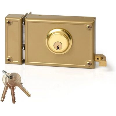 Serratura Jis 12-12i - Montaggio superiore sinistro - Lucchetto a perno - Dorato - 120 mm Serratura Jis 12-12i - Montaggio superiore sinistro - Lucchetto a perno - Dorato - 120 mm