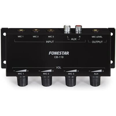 Fonestar CB-119 Mezclador de Micrófonos - 3 Micrófonos, Aux, Control de volumen Fonestar CB-119 Mezclador de Micrófonos - 3 Micrófonos, Aux, Control de volumen