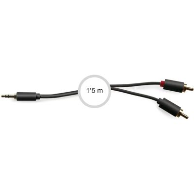 FONESTAR AA-707N Audiokabel - 1,5m, 3,5mm Klinke, 2 RCA, M/M FONESTAR AA-707N Audiokabel - 1,5m, 3,5mm Klinke, 2 RCA, M/M