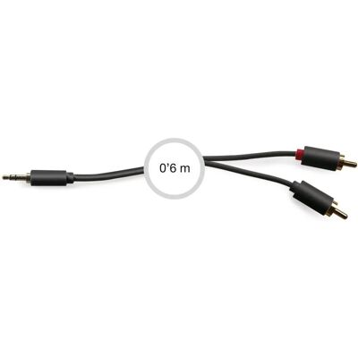 FONESTAR AA-707N-060 Audiokabel - 0,6m Jack 3.5mm, 2 RCA - Mannelijk-Mannelijk FONESTAR AA-707N-060 Audiokabel - 0,6m Jack 3.5mm, 2 RCA - Mannelijk-Mannelijk